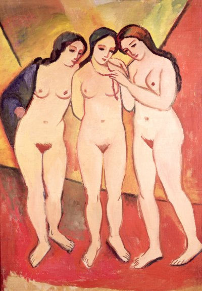 Three Naked Girls (Red and Orange) by August Macke